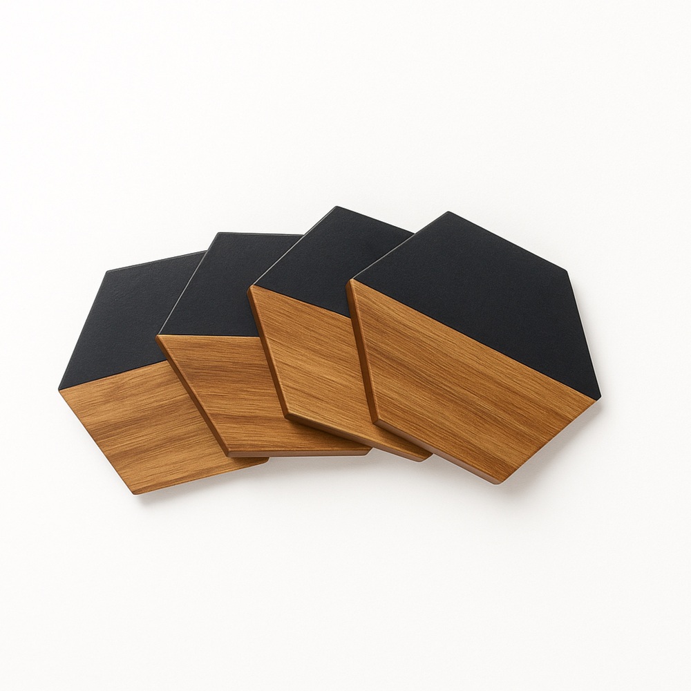 Elegant Black and Brown Coaster Set